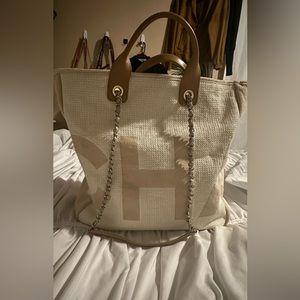 Chanel large shopping 30 cm TI/Blanc
